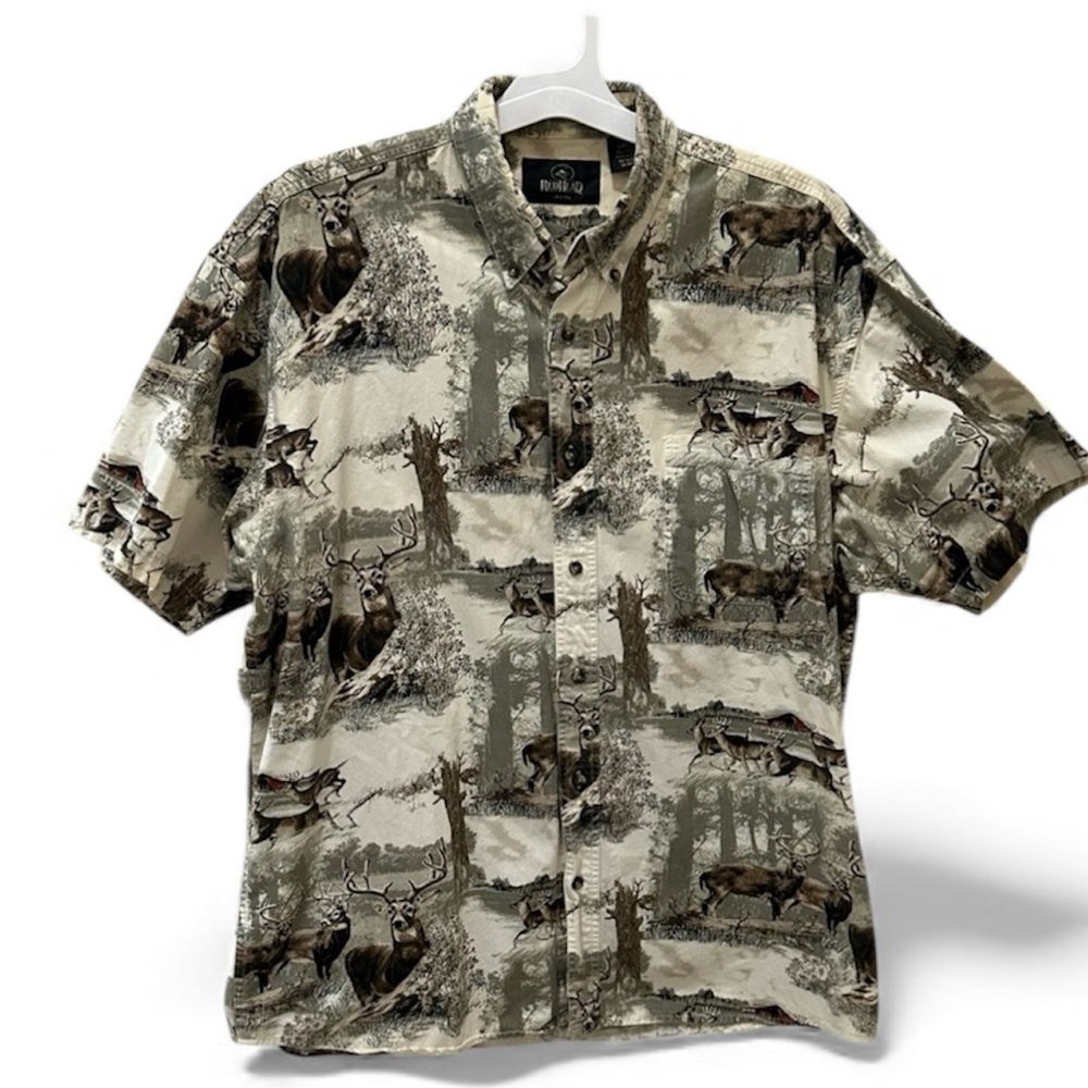 REDHEAD vibrant rustic deer print button down shirt size Large